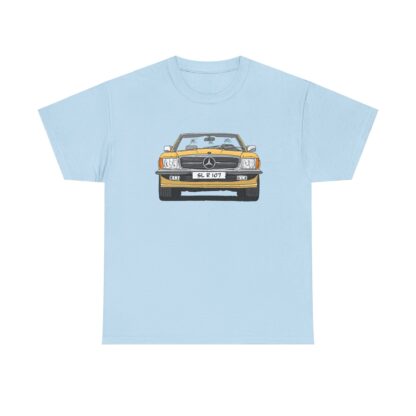 T-Shirt, Mercedes SL R107, Strichzeichnung, Gold/Gelb, eigenes Kennzeichen möglich – Bild 7