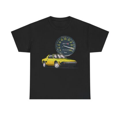 T-Shirt, Fiat X1/9, Gelb, Vmax mit Tacho – Bild 3