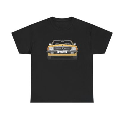T-Shirt, Mercedes SL R107, Strichzeichnung, Gold/Gelb, eigenes Kennzeichen möglich – Bild 3