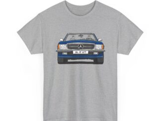 T-Shirt, Mercedes SL R107, Strichzeichnung, Blau, eigenes Kennzeichen möglich