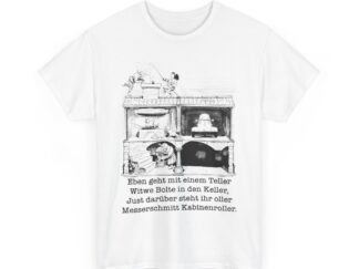 T-Shirt, Messerschmitt Kabinenroller, Max und Moritz – Witwe Boltes Karo