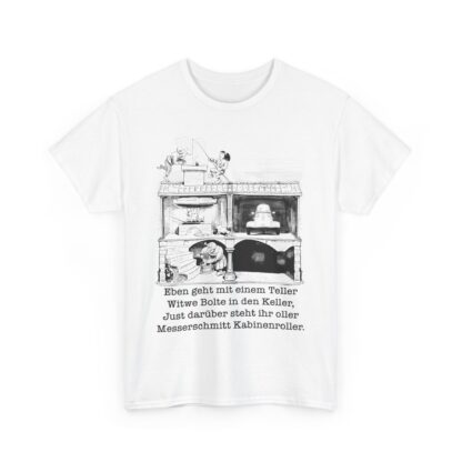 T-Shirt, Messerschmitt Kabinenroller, Max und Moritz – Witwe Boltes Karo