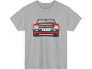 T-Shirt, Mercedes SL R107, Strichzeichnung, Rot, eigenes Kennzeichen möglich
