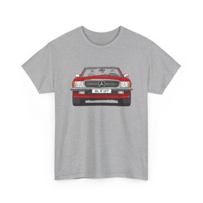 T-Shirt, Mercedes SL R107, Strichzeichnung, Rot, eigenes Kennzeichen möglich
