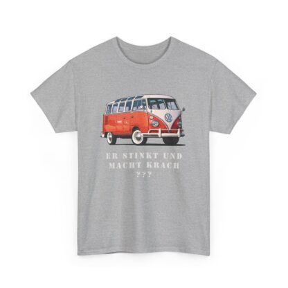 T-Shirt, VW Bulli T1 Rot - Vorder- und Rückseite bedruckt, weiße Schrift – Bild 3