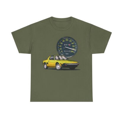 T-Shirt, Fiat X1/9, Gelb, Vmax mit Tacho – Bild 5