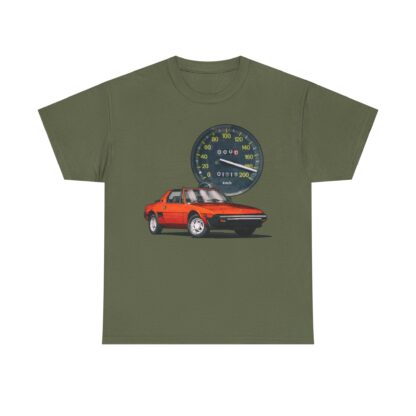 T-Shirt, Fiat X1/9, Rot, Vmax mit Tacho – Bild 5