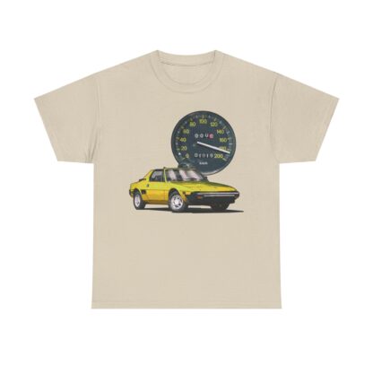 T-Shirt, Fiat X1/9, Gelb, Vmax mit Tacho – Bild 4