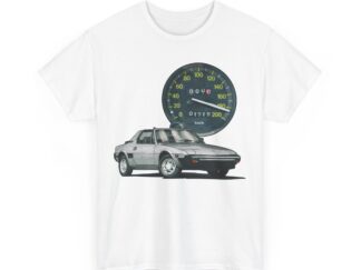 T-Shirt, Fiat X1/9, Silber, Vmax mit Tacho