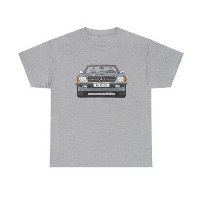 T-Shirt, Mercedes SL R107, Strichzeichnung, Silbergrau, eigenes Kennzeichen möglich – Bild 5