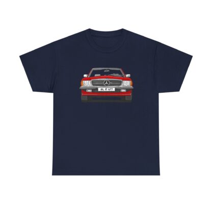 T-Shirt, Mercedes SL R107, Strichzeichnung, Rot, eigenes Kennzeichen möglich – Bild 9