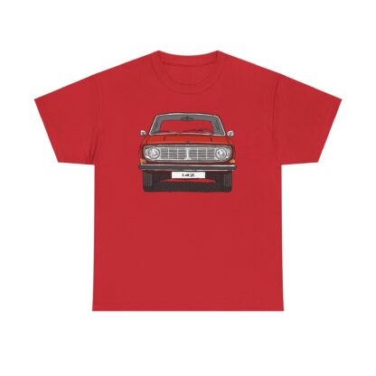 T-Shirt, Volvo 140/142, Strichzeichnung, Rot, Wunschkennzeichen möglich – Bild 6