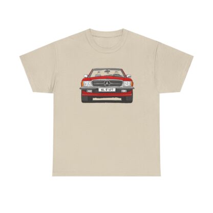 T-Shirt, Mercedes SL R107, Strichzeichnung, Rot, eigenes Kennzeichen möglich – Bild 4