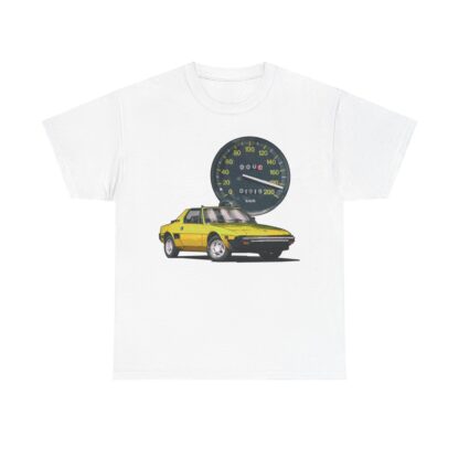 T-Shirt, Fiat X1/9, Gelb, Vmax mit Tacho – Bild 2