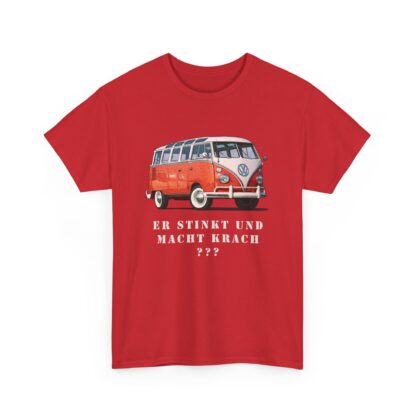 T-Shirt, VW Bulli T1 Rot - Vorder- und Rückseite bedruckt, weiße Schrift – Bild 13