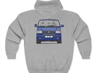 Zipper Hoodie, VW T4 GP, Bulli, Strichzeichnung, Blau, mit Kennzeichen personalisierbar