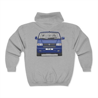Zipper Hoodie, VW T4 GP, Bulli, Strichzeichnung, Blau, mit Kennzeichen personalisierbar