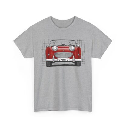 T-Shirt, Austin-Healey Sprite Mk1, Frogeye, Strichzeichnung, Rot, personalisierbar