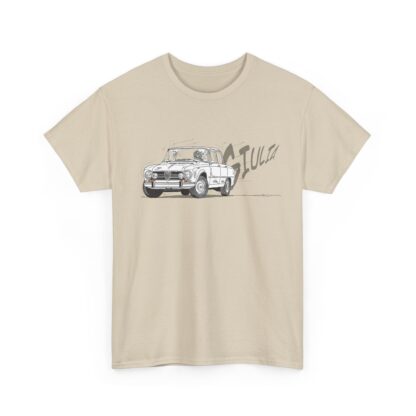 T-Shirt, Alfa Romeo Giulia, Strichzeichnung, Weiß, personalisierbar – Bild 4