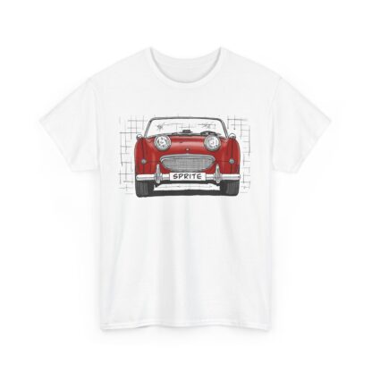 T-Shirt, Austin-Healey Sprite Mk1, Frogeye, Strichzeichnung, Rot, personalisierbar – Bild 2