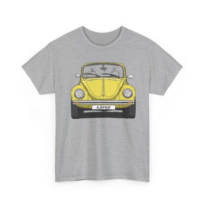 T-Shirt, VW Käfer Cabrio, 1303, Strichzeichnung, Gelb, mit Kennzeichen personalisierbar