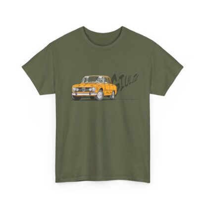 T-Shirt, Alfa Romeo Giulia, Strichzeichnung, Ocker, personalisierbar – Bild 4