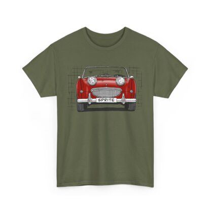 T-Shirt, Austin-Healey Sprite Mk1, Frogeye, Strichzeichnung, Rot, personalisierbar – Bild 5