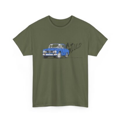T-Shirt, Alfa Romeo Giulia, Strichzeichnung, Blau, personalisierbar – Bild 4