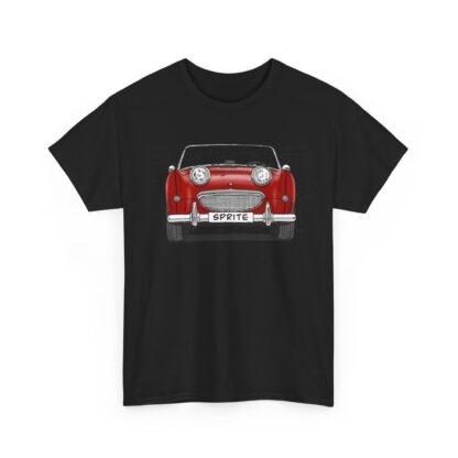 T-Shirt, Austin-Healey Sprite Mk1, Frogeye, Strichzeichnung, Rot, personalisierbar – Bild 3