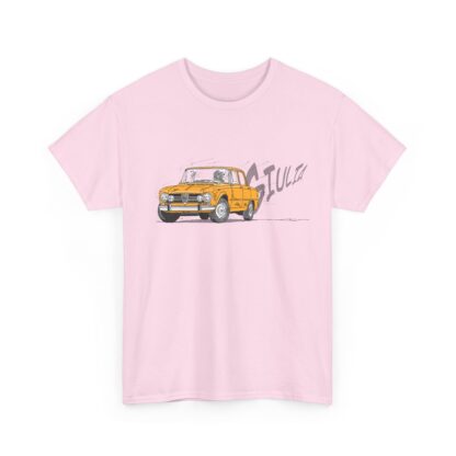 T-Shirt, Alfa Romeo Giulia, Strichzeichnung, Ocker, personalisierbar – Bild 9
