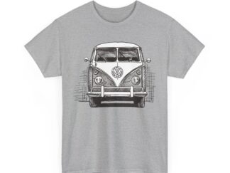 T-Shirt, VW Bus T1, Bulli, Strichzeichnung, Grau, personalisierbar