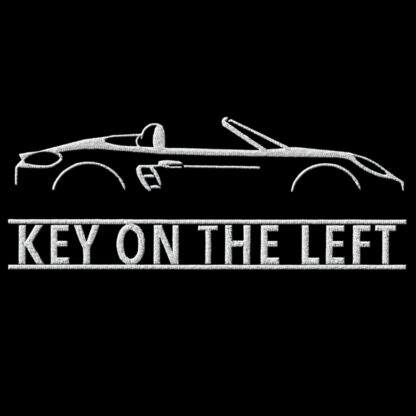 T-Shirt, Stickerei mittig groß, Boxster 718, 982, Text KEY ON THE LEFT, Weiße Schrift