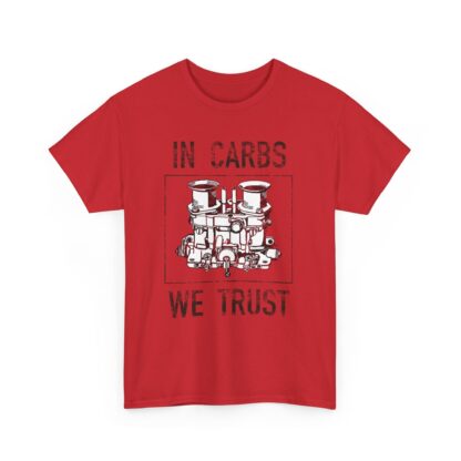 T-Shirt, In Carbs We Trust, Weber, Schwarzer Text – Bild 8