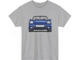 T-Shirt, Fiat Barchetta, Strichzeichnung, Blau, eigenes Kennzeichen möglich