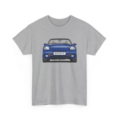 T-Shirt, Fiat Barchetta, Strichzeichnung, Blau, eigenes Kennzeichen möglich
