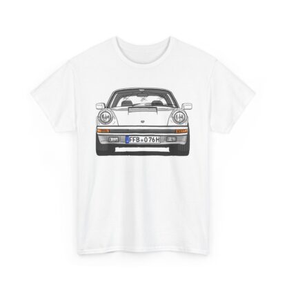 Copy of T-Shirt, Porsche 911, G-Modell, Targa, Strichzeichnung, Weiß, Wunschkennzeichen möglich – Bild 8