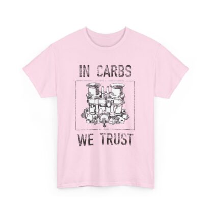 T-Shirt, In Carbs We Trust, Weber, Schwarzer Text – Bild 7