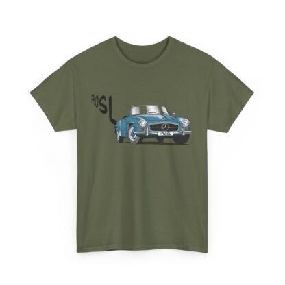 T-Shirt, Mercedes 190 SL, Strichzeichnung, Blau, personalisierbar – Bild 4