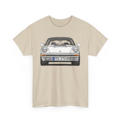 Copy of T-Shirt, Porsche 911, G-Modell, Targa, Strichzeichnung, Weiß, Wunschkennzeichen möglich – Bild 6