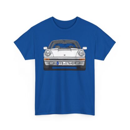 Copy of T-Shirt, Porsche 911, G-Modell, Targa, Strichzeichnung, Weiß, Wunschkennzeichen möglich – Bild 5