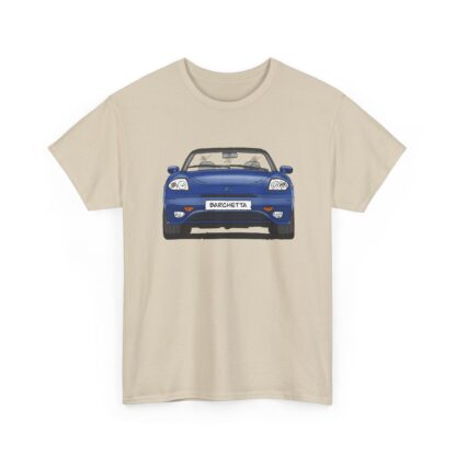 T-Shirt, Fiat Barchetta, Strichzeichnung, Blau, eigenes Kennzeichen möglich – Bild 3