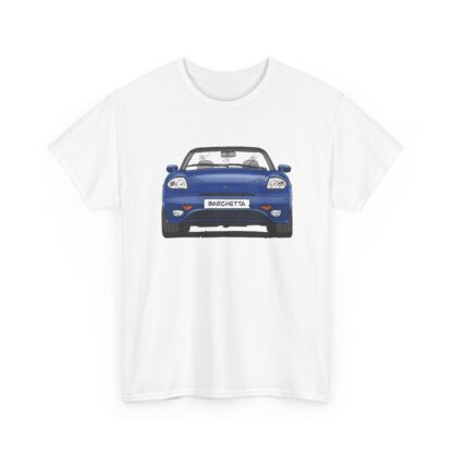 T-Shirt, Fiat Barchetta, Strichzeichnung, Blau, eigenes Kennzeichen möglich – Bild 2