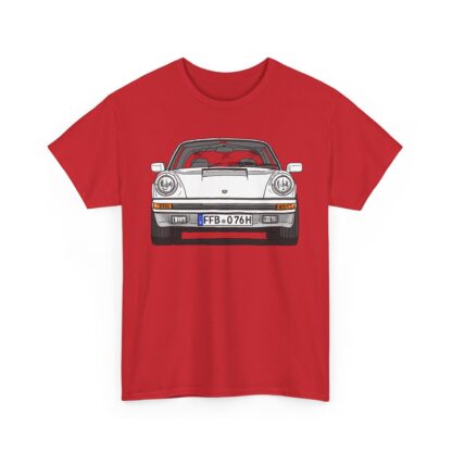 Copy of T-Shirt, Porsche 911, G-Modell, Targa, Strichzeichnung, Weiß, Wunschkennzeichen möglich – Bild 4
