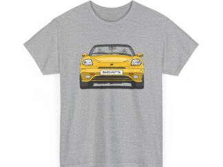 T-Shirt, Fiat Barchetta, Strichzeichnung, Gelb, eigenes Kennzeichen möglich