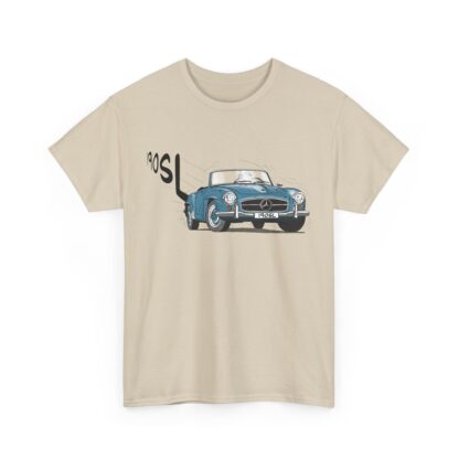 T-Shirt, Mercedes 190 SL, Strichzeichnung, Blau, personalisierbar – Bild 2