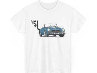 T-Shirt, Mercedes 190 SL, Strichzeichnung, Blau, personalisierbar
