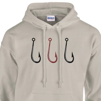 Streng limitiertes Hoodie, nur 50 Exemplare, Angelhaken, Vorderseite und Ärmel edel bestickt