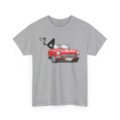 T-Shirt, Fiat 124 Spider, Strichzeichnung, Rot, personalisierbar