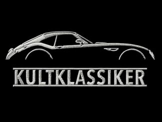 T-Shirt, Stickerei mittig groß, Wiesmann GT MF4, Text KULTKLASSIKER, Weiße Schrift