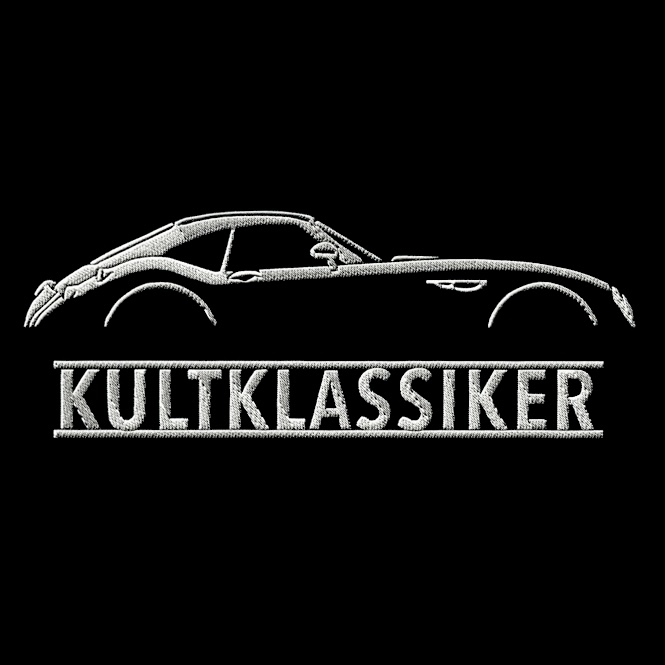 T-Shirt, Stickerei mittig groß, Wiesmann GT MF4, Text KULTKLASSIKER, Weiße Schrift